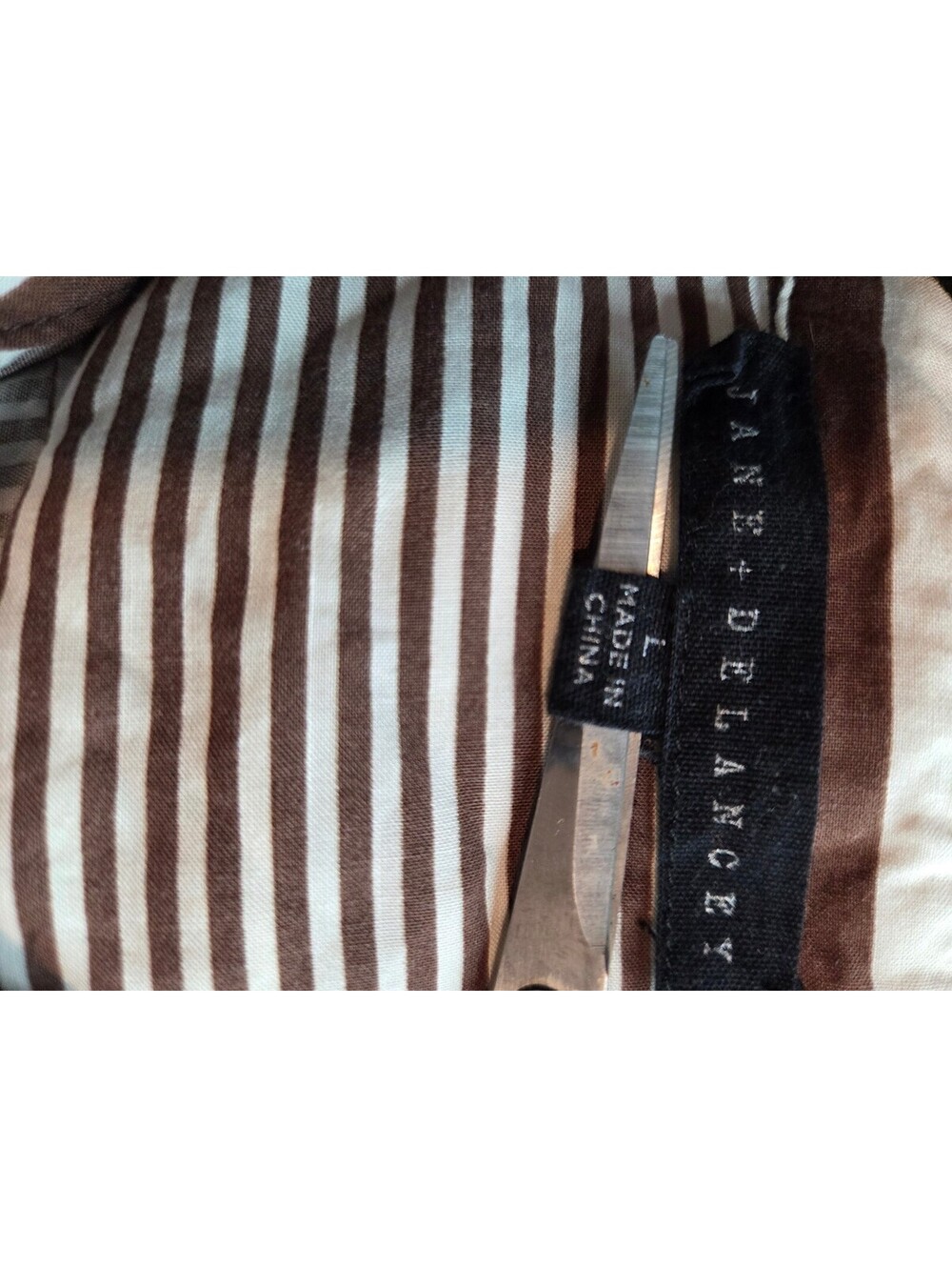 Jane Delancey Brown and Cream Striped Button-Up Shirt Large - Picture 5 of 5